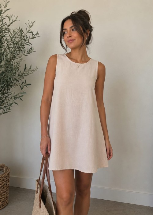 Keten Mini Elbise